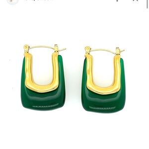 Zara Green and Gold Statement Earrings